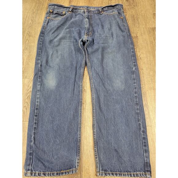 Levis 505 Jeans Mens 40x28 Straight Leg Regular Fit Dark Wash Denim - Picture 1 of 4